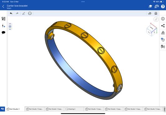 Cartier love bracelet with original lock mechanism CAD file 3DM file