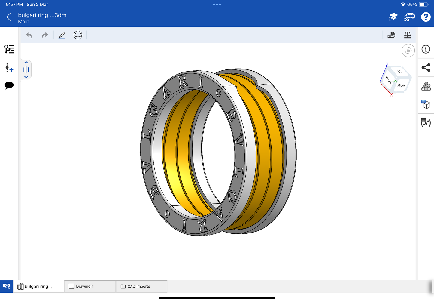 Bulgari B.zero1 ring CAD file 3DM file STL file