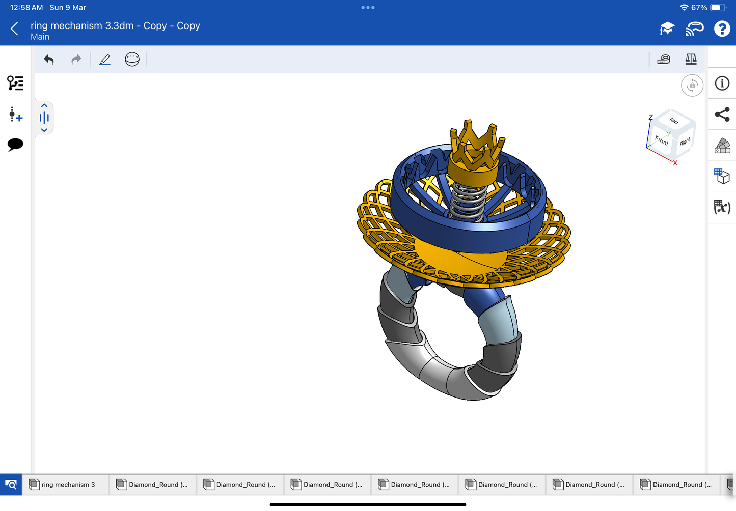 Six stone colour changing mechanism ring CAD file 3DM file STL file