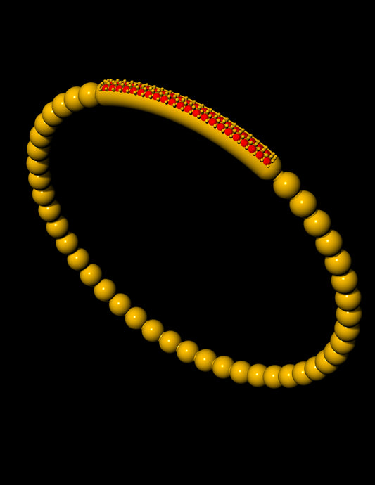Stretchable Gold Bead Bracelet with Diamond Bar CAD file 3dm