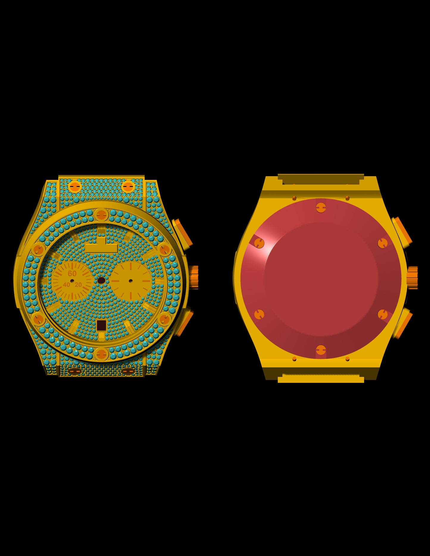 Luxury Chronograph Watch CAD File – Iced-Out Royal Style Design (.3dm