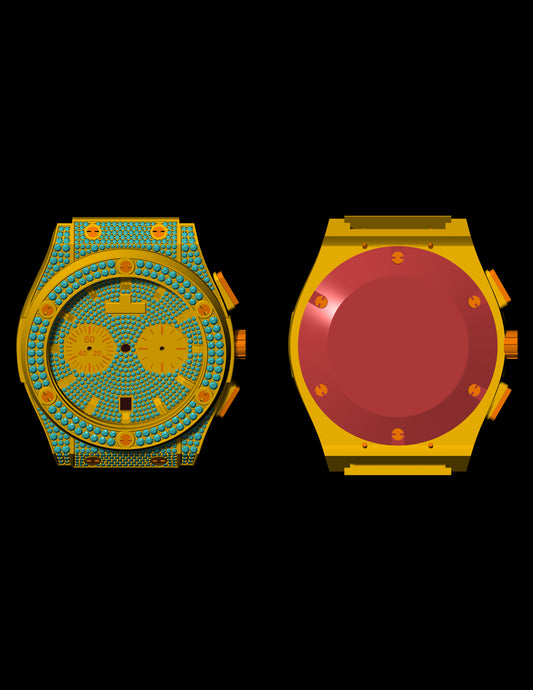 Luxury Chronograph Watch CAD File – Iced-Out Royal Style Design (.3dm