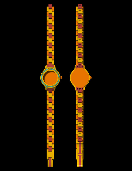 Luxury Bracelet Watch CAD File – Gem-Set Bezel, Full Link Strap (.3dm