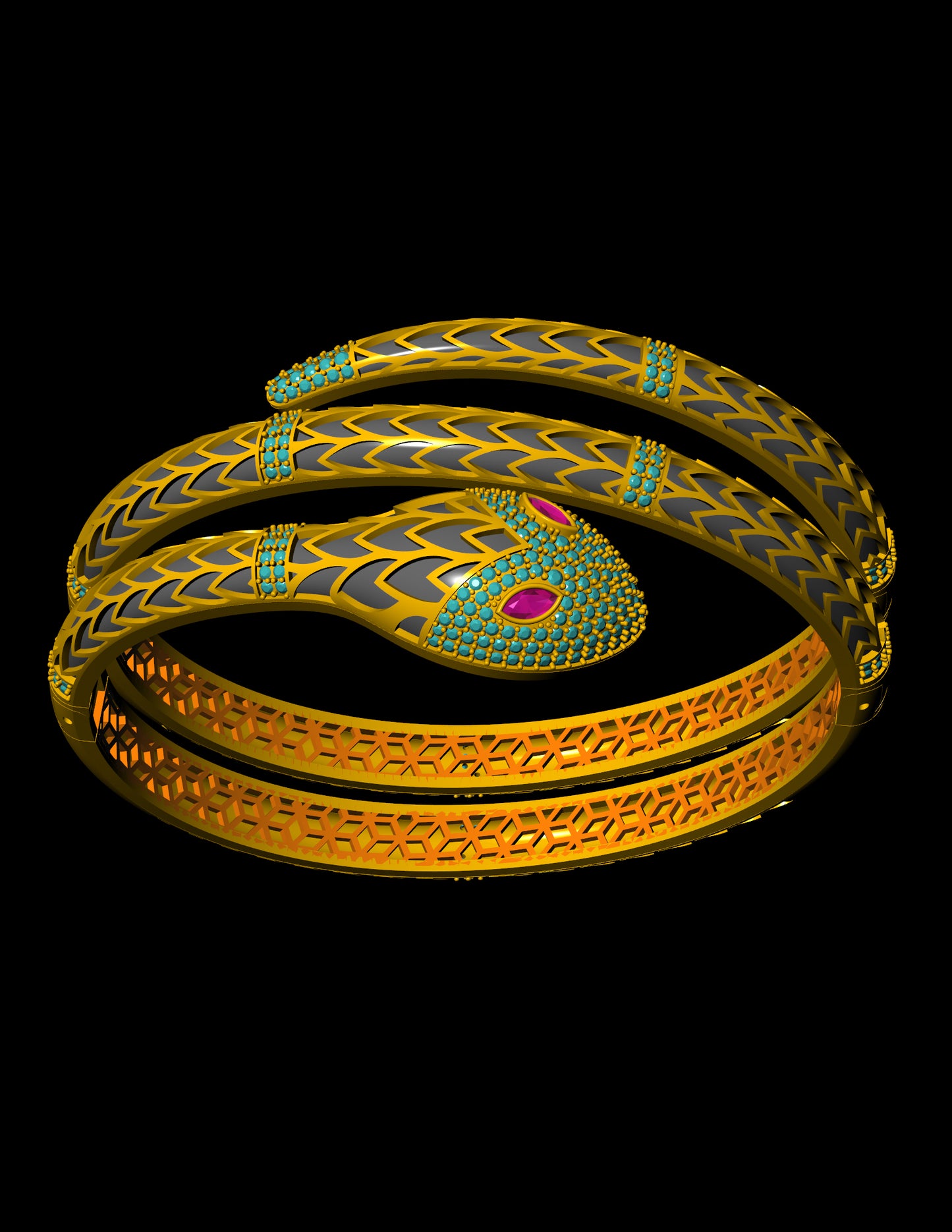 Serpentine Hinged Bracelet CAD Luxury Inspired Design