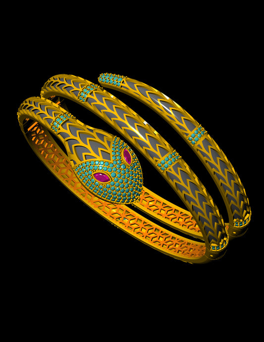 Serpentine Hinged Bracelet CAD Luxury Inspired Design