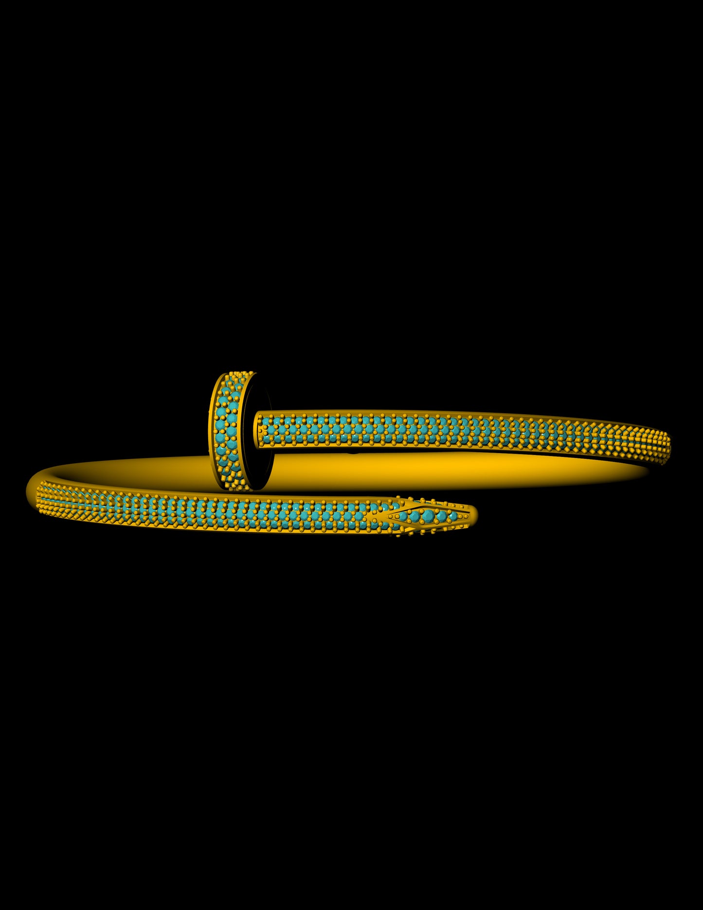Cartier Style Nail Bracelet with Diamonds | 3D CAD File