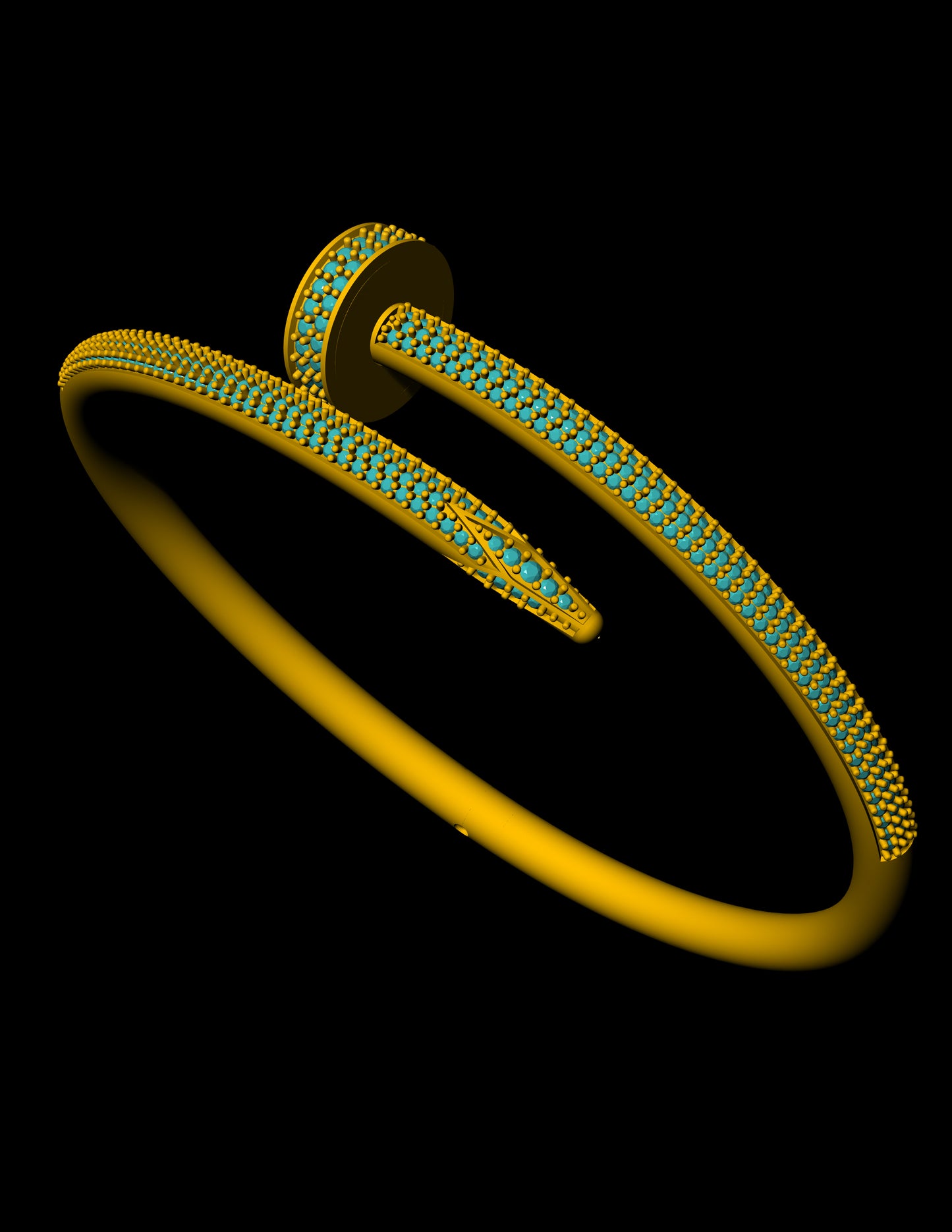Cartier Style Nail Bracelet with Diamonds | 3D CAD File