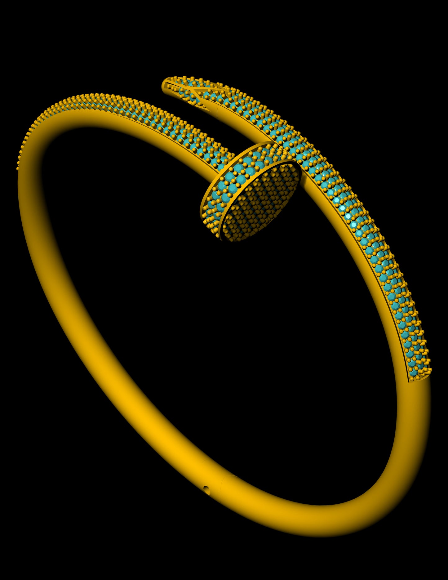 Cartier Style Nail Bracelet with Diamonds | 3D CAD File